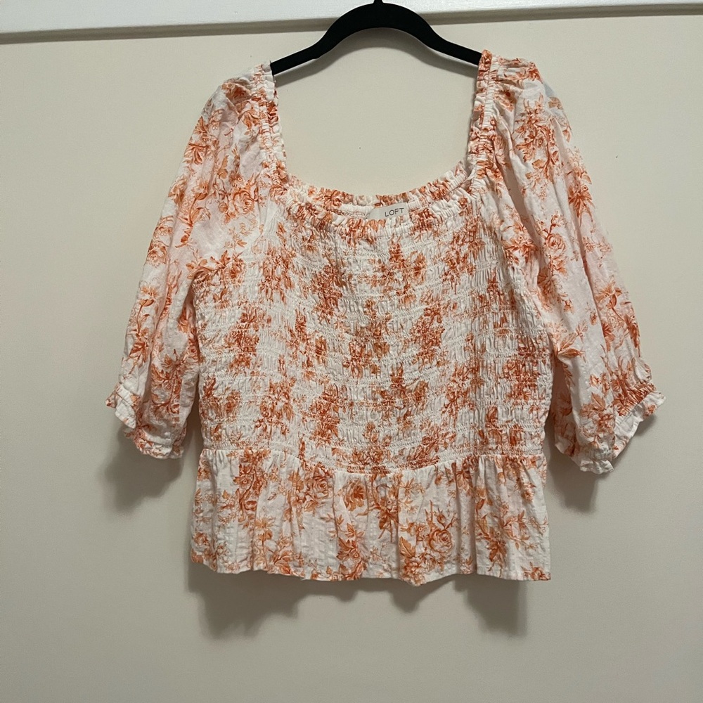 Loft - Floral Peplum Top - L